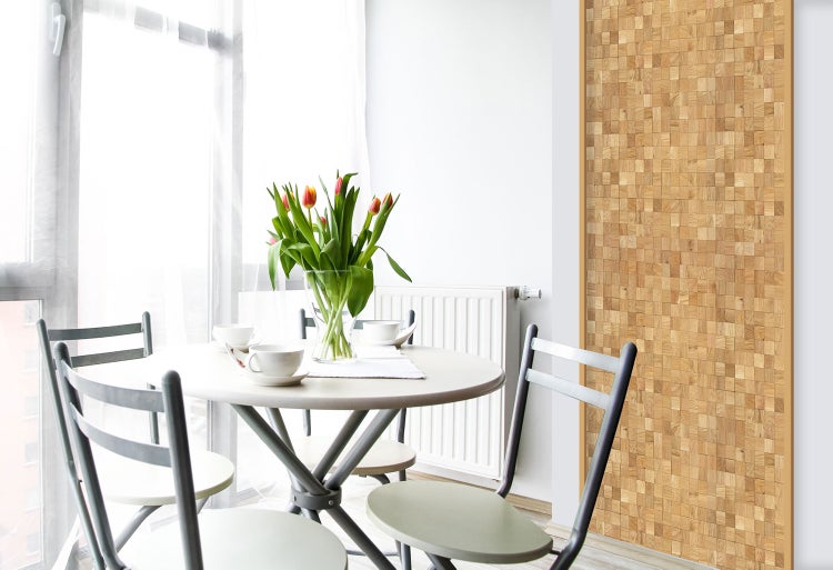 wodewa Holzmosaik Wandverkleidung selbstklebend 3D Optik Eiche, geölt 30x30cm Wandpaneele Moderne Wanddekoration Holzverkleidung Wohnzimmer Schlafzimmer
