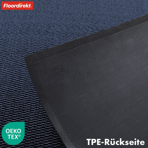 FLOORDIREKT Schmutzfangmatte - SKY Novo - PVC-frei - Extra Halt & Langlebigkeit - Blau - 90 x 120 cm