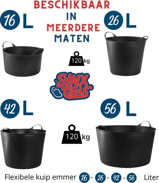 Flexibler Kübel Eimer in verschiedenen Größen von 16 bis 56 Liter, Traglast 120 Kilogramm