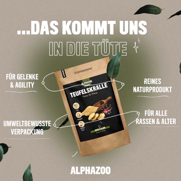 ALPHAZOO Afrikanische Teufelskralle 100g für Hunde und Katzen I Reine Teufelskrallenwurzel