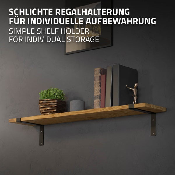 ML-Design 8 Stück Regalhalterung, 25x4x14,5 cm, Schwarz, Metall, 10 Zoll Regalhalterungen, Industrielle Regalwinkel, Regalträger für Wandmontage, 90 Grad Wandhalterung, L-Form Wandregal, mit Schrauben