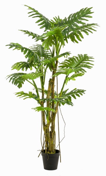 Detailansicht der Stämme und Blätter einer Kunstpflanze.