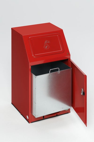 PROREGAL Selbstlöschender Putzwollkasten Mit Pedal HxBxT 76 x 40,5 x 47,5 cm Stahl Rot