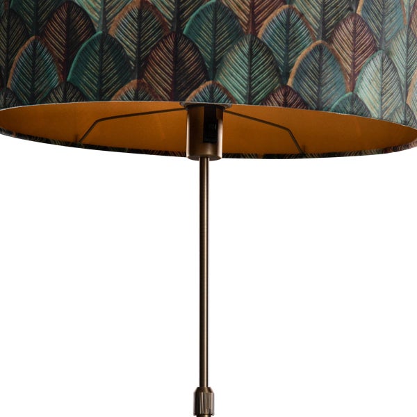 Stehleuchte Bronze mit ovalem Samtschirm Blattdesign 50cm - Parte