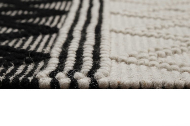 Esprit Teppich handgewebt Weiß Schwarz aus Wolle Cara 80x150 cm