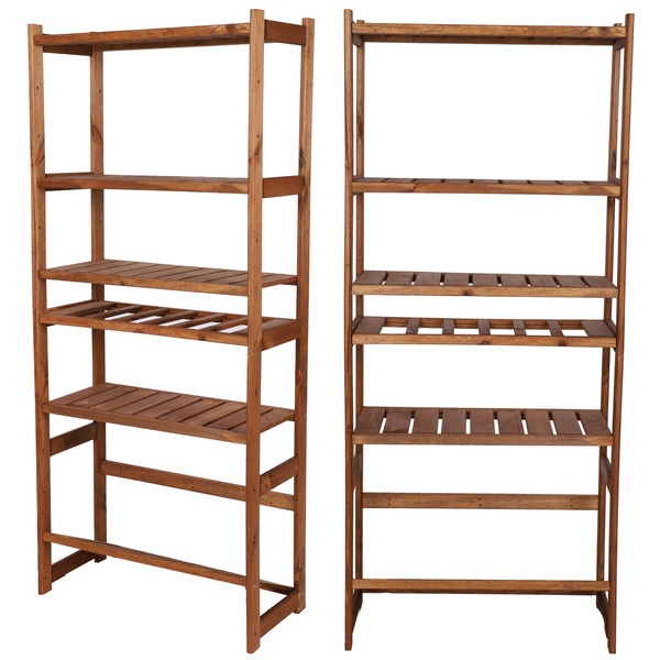 PROREGAL Getränkekisten- & Weinregal SPREEWALD HxBxT 163x70x33cm 6 Flaschen auf 1 Ebene + 1 Ebene für Kisten + 4 Ablagen Massives Kiefernholz Braun geölt