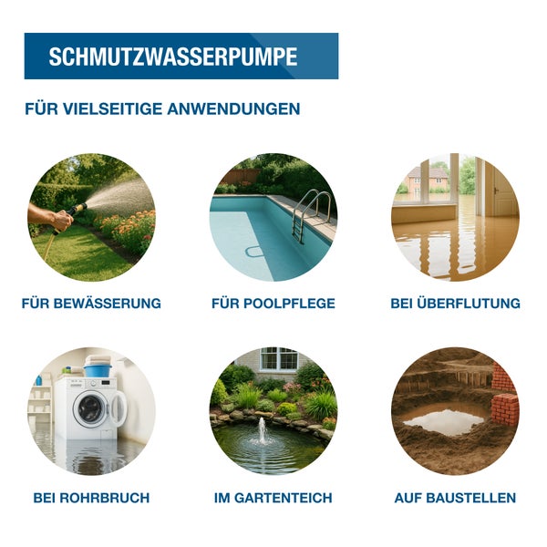 HYUNDAI Schmutzwasser-Tauchpumpe TP75014D (750W, 14.000 l/h, Förderhöhe max. 8m, Eintauchtiefe max. 7m)
