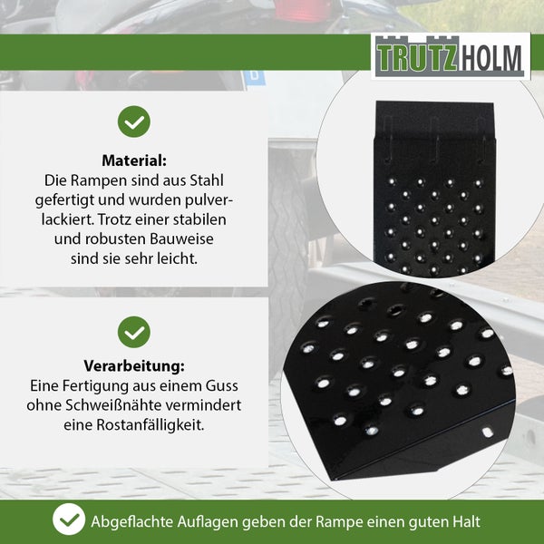 TRUTZHOLM Paar Auffahrrampen Stahl 183 cm Traglast 400 kg Stahl schwarz gebördelt Verladerampe Quads Mofas