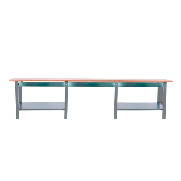 Werkbank BUFFALO WOOD mit 3x Schublade| HxBxT 86,5x300x75cm | Traglast 1000kg | Grau