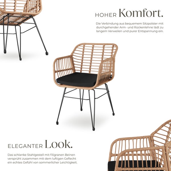 Rattan Sitzgruppe tectake Molfetta filigranes Design für 2 Personen natur