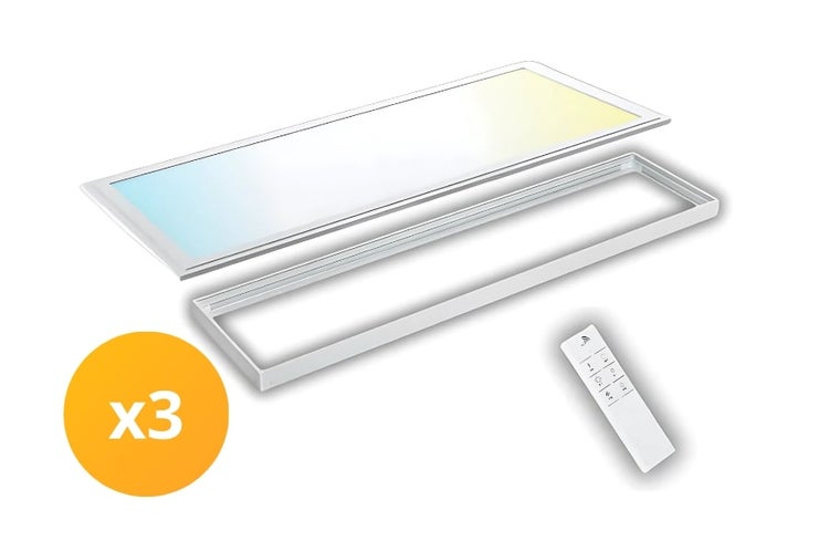 ENOVALITE 3er-Set LED-Panel 36W mit CCT Funktion Aufbaurahmen und Fernbedienung Deckenleuchte 120 x 30cm Philips Driver und 3600lm