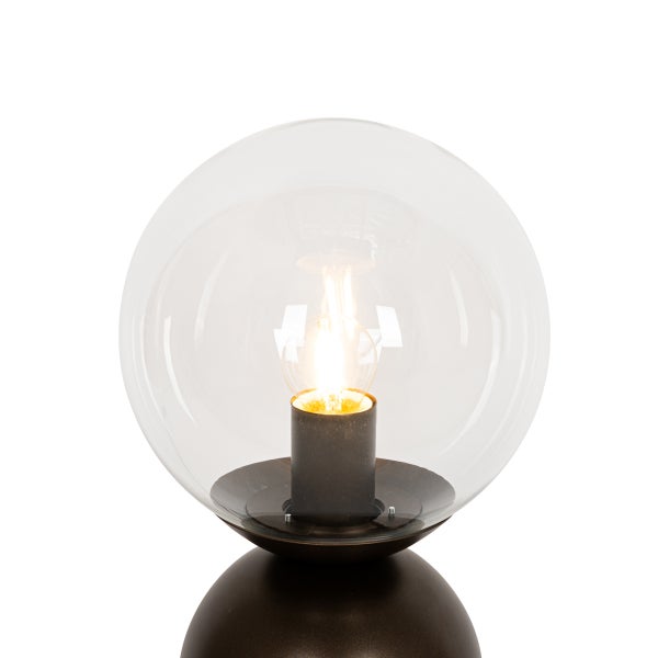 Tischleuchte mit klarer Glaskugel und Leuchtmittel