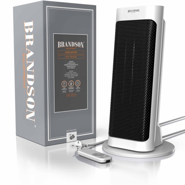 Brandson 2000W Keramik Heizlüfter mit Fernbedienung, 80° Oszillation, Überhitzungsschutz, Automatische Abschaltung, Umkippschutz, 1-7h Timer