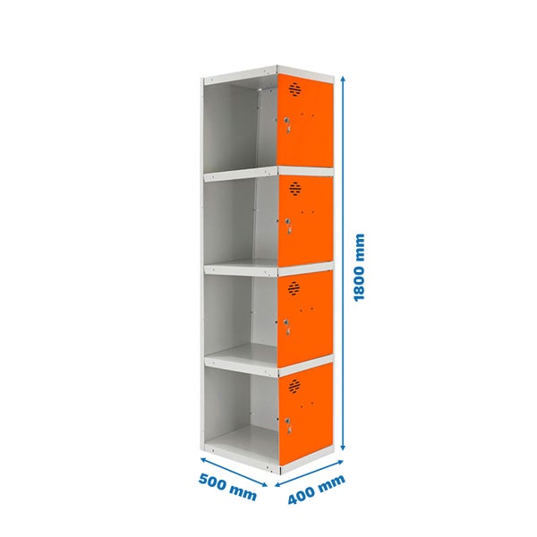 Stahlschrank mit vier Fächern, 1800 x 500 x 400 Millimeter