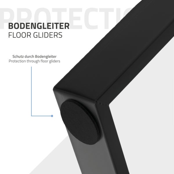 ML-Design 2er Set Tischbeine Trapez 40x43 cm, Schwarz, 8x2 cm, Stahl pulverbeschichtet, geneigt, Industrie, Metall Tischgestell Tischkufen Tischuntergestell Möbelfüße Bankkufen Bankgestell Bankbeine