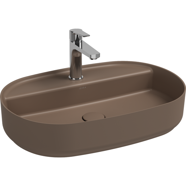 Isvea Waschbecken Oval Aufsatzwaschbecken Badezimmer Taupe