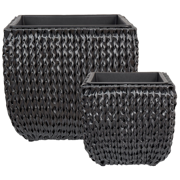 Set mit 2 Blumentöpfen BERBERIS Polyrattan 34/45 cm Schwarz