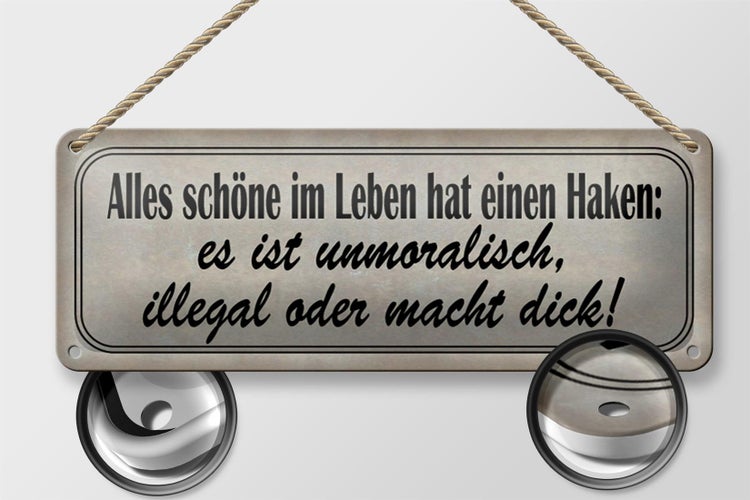 Blechschild Spruch 27x10cm alles schöne hat einen Haken Dekoration