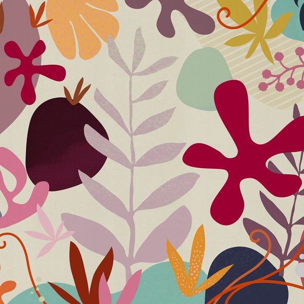Abstraktes Muster mit Blättern und floralen Formen