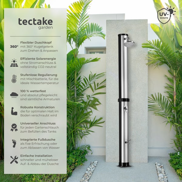 tectake Gartendusche mit Solarenergie und UV-Schutz