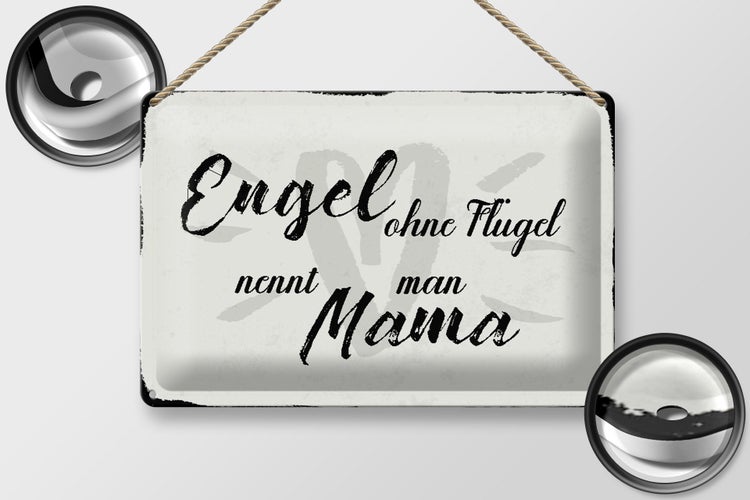 Blechschild Spruch 30x20cm Engel ohne Flügel Mama Herz