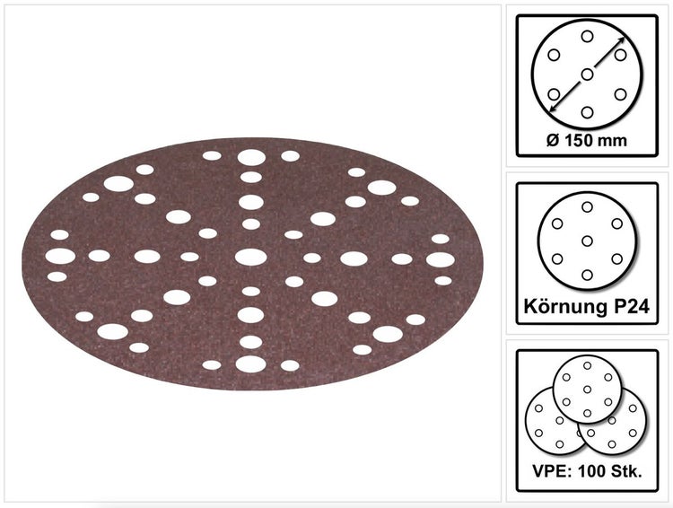 Festool STF-D150/48 P24 SA/25 Schleifscheibe Saphir P24 150 mm 100 Stk. ( 4x 575194 ) für RO 150, ES 150, ETS 150, ETS EC 150, LEX 150, WTS 150, HSK-D 150