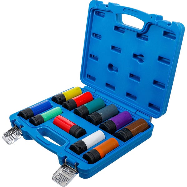 Schlagschraubernuss Satz in blauem Werkzeugkoffer