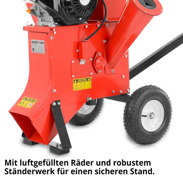Gartenhäcksler mit luftgefüllten Rädern und robustem Gestell