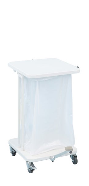 PROREGAL Abfallsackständer Mit Deckel und Fußpedal 40 Liter HxBxT 60 x 37 x 43 cm Weiß