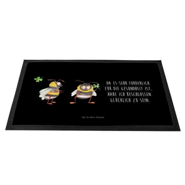 Mr. & Mrs. Panda 40 x 60 cm Fußmatte Hummeln Kleeblatt - Schwarz