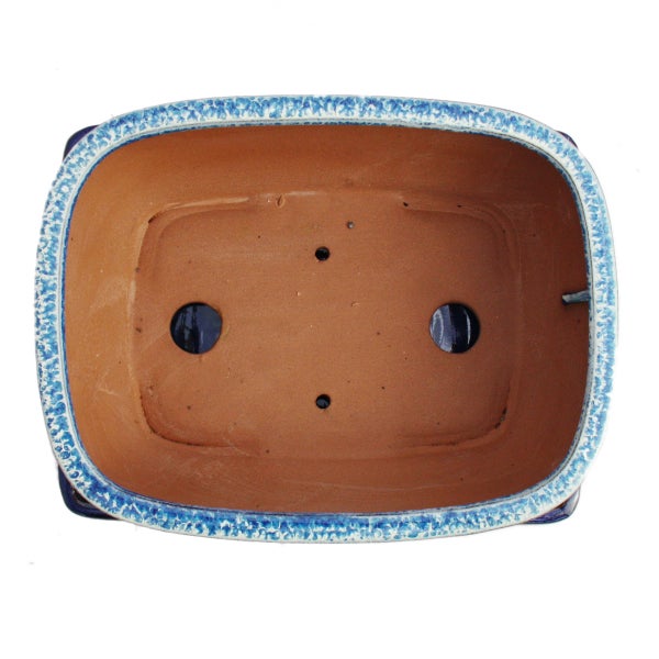 Bonsai-Schale mit Unterteller Gr. 4 blau/beige rechteckig Modell G5B L 25,5cm B 19cm H 9cm