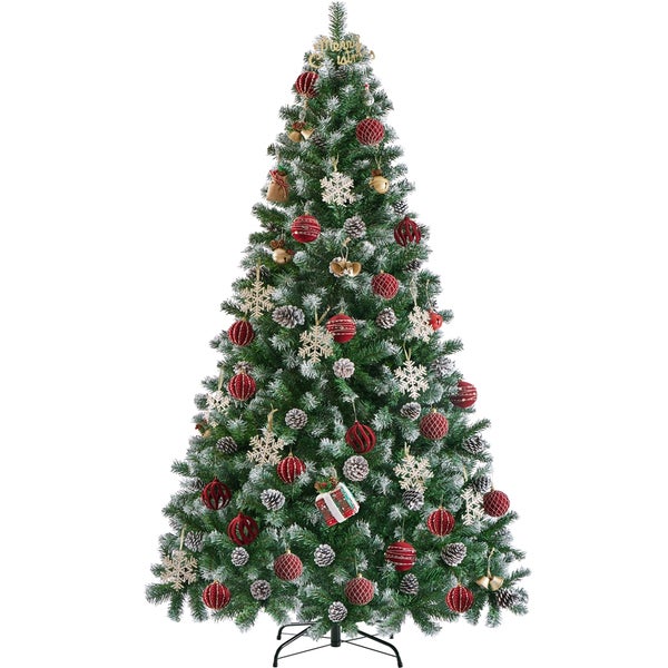 Geschmückter Weihnachtsbaum mit Christbaumschmuck und Baumspitze