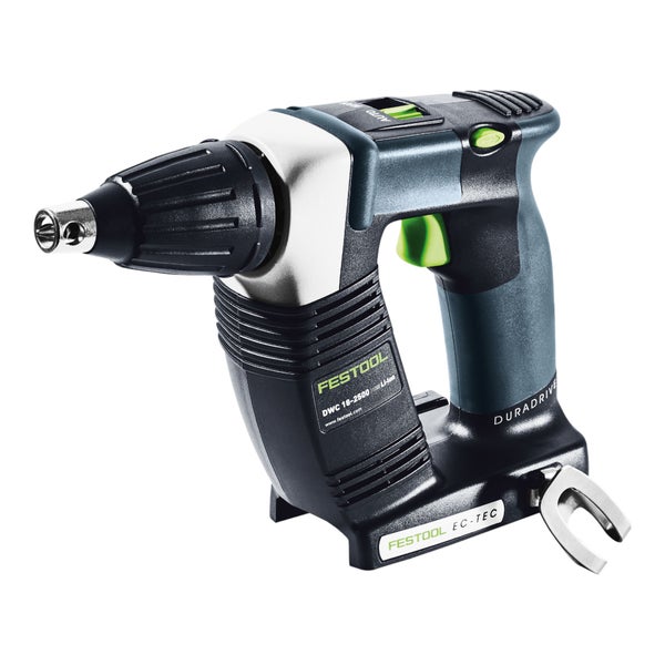 Festool Akku-Trockenbauschrauber Duradrive DWC 18-2500, bürstenloser EC-TEC Motor, ergonomisches Design mit Tiefenanschlag.