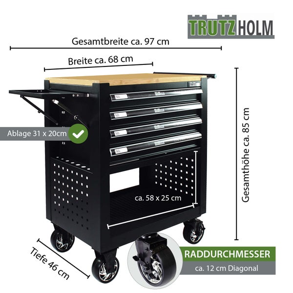 Werkzeugwagen mit Schubladen und Ablagefläche