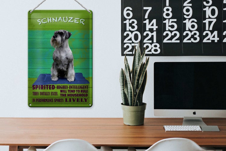 Blechschild Spruch 20x30cm Schnauzer Hund highly inelligent