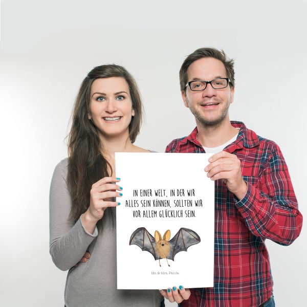 Mr. & Mrs. Panda DIN A3 Poster Fledermaus Flügel - Weiß