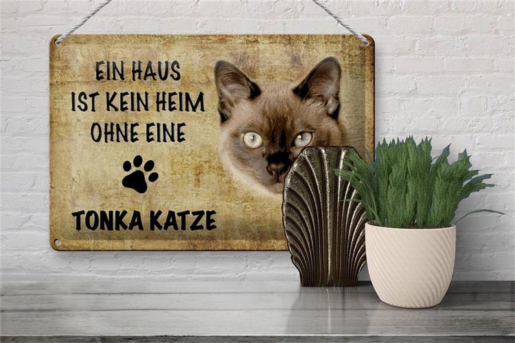 Blechschild Spruch 30x20cm Tonka Katze ohne kein Heim