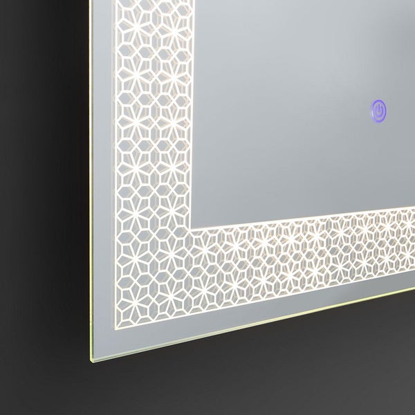 LED Badezimmerspiegel 50x70 mit beleuchtetem und dekoriertem Rahmen