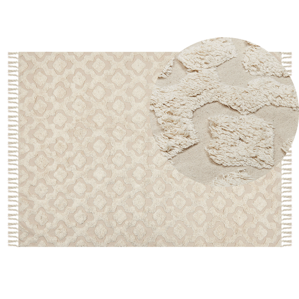 Teppich AKSARAY Beige 140 x 200 cm Baumwolle