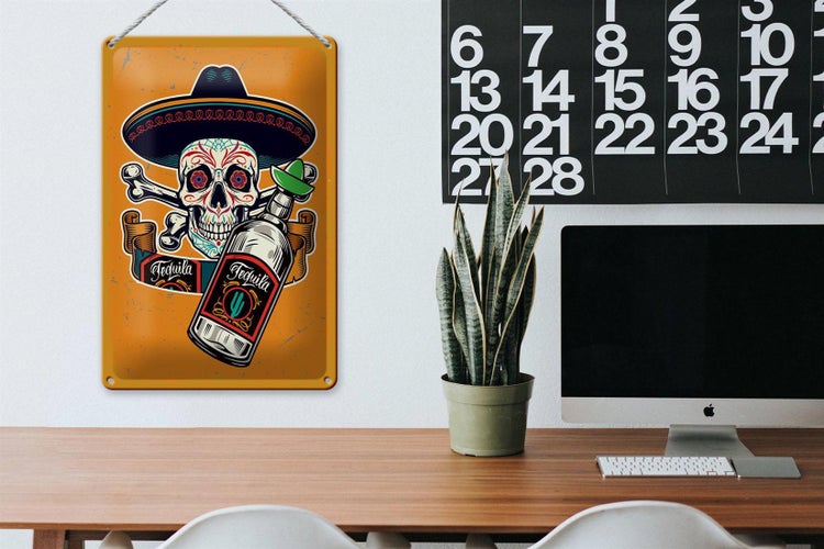 Blechschild Spruch Totenkopf Tequila 20x30cm