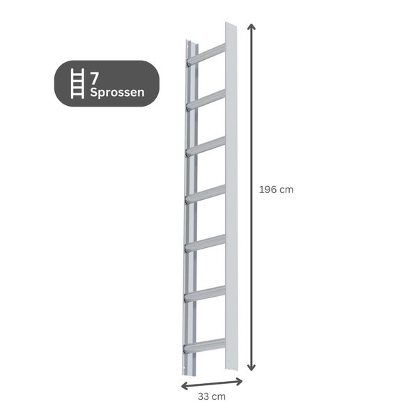PROREGAL Dachleiter Alu Natur 7 Sprossen