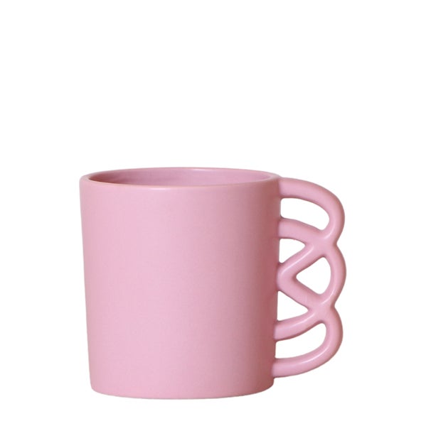 Übertopf Happy Mug - glücklicher Kaffebecher - fröhliche Keramik passend für 9cm Töpfe - pink