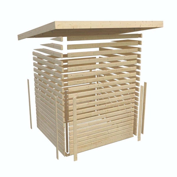 FinnTherm Saunahaus Pure aus Holz Gartensauna mit 38 mm Wandstärke Sauna Außensauna Pultdach