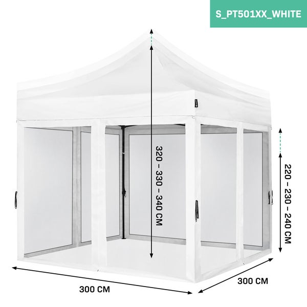 VONROC Pavillon 3x3m wasserdicht stabil - Partyzelt EasyUp System [3Min Aufbau] Popup Faltpavillon modular erweiterbar als Festival Zelt, Gartenpavillon