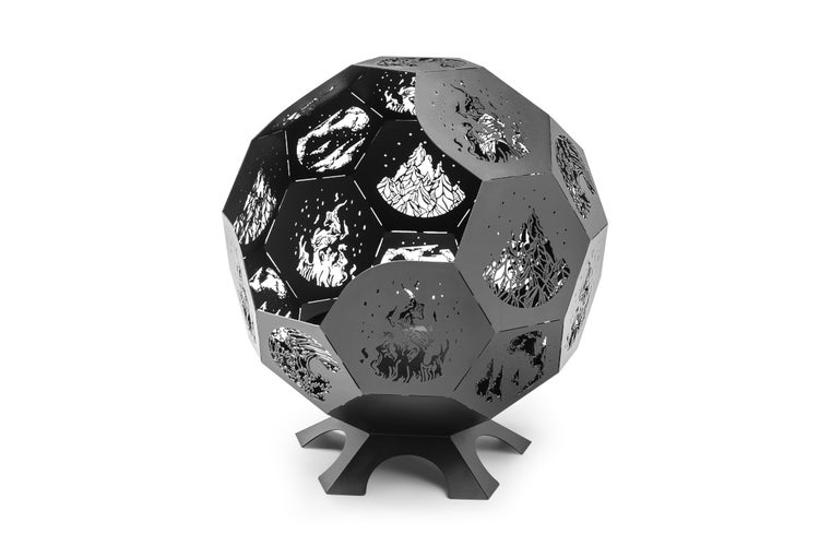 The Favilla LUNA Feuerstelle Schwarz – Design Feuerschale aus Stahl, pulverbeschichtet – 100x100x110 cm – moderne Feuerstelle für Garten & Terrasse – inkl. Abdeckhaube – 75 kg – kein Aufbau nötig