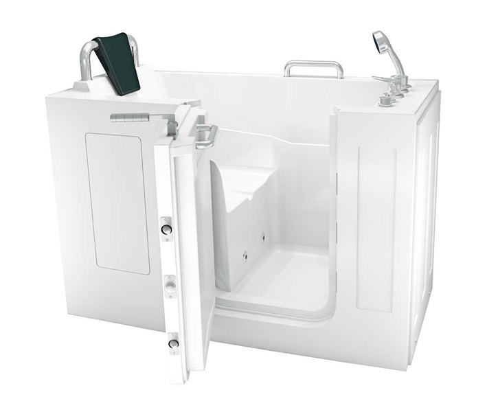 Begehbare Badewanne mit geöffneter Tür für einfachen Zugang