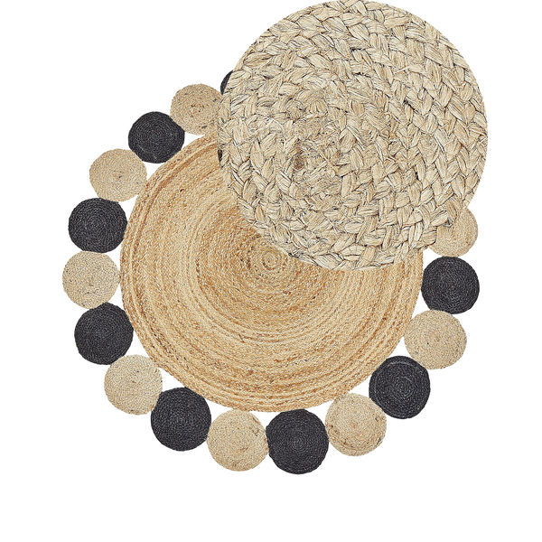 Teppich VOSTAN Schwarz ø 140 cm Jute