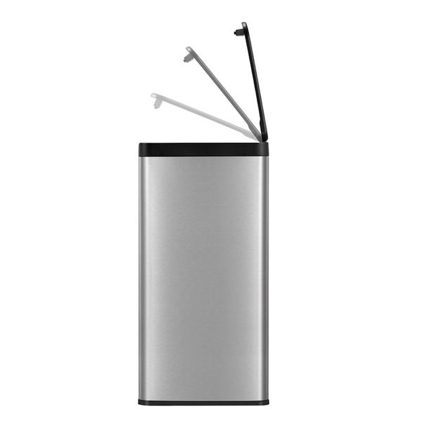 PROREGAL Rechteckiger Abfallbehälter Aus Gebürstetem Edelstahl Mit Touch Open Deckel Aus Kunststoff 40 Liter HxBxT 59,5 x 46,3 x 28,8 cm Silber