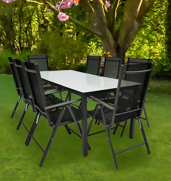 9 tlg Alu Gartenset Sitzgruppe Tisch Stühle 190 MA