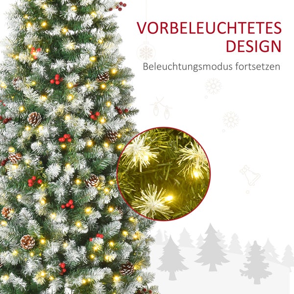 HOMCOM Weihnachtsbaum, Ø65 x 180 cm, Stahl, Grün, Weiß